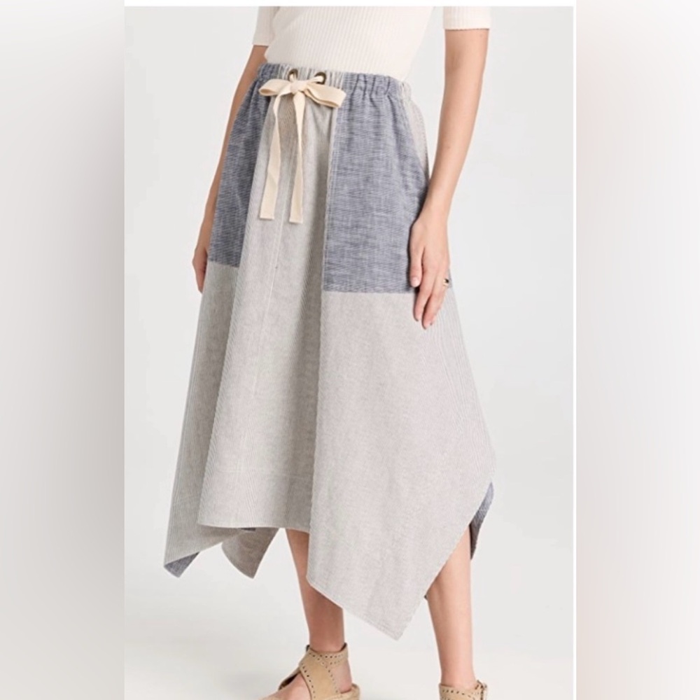 Ulla Johnson Two-Tone Blue & Cream A-Line Skirt - Picture 6 of 6